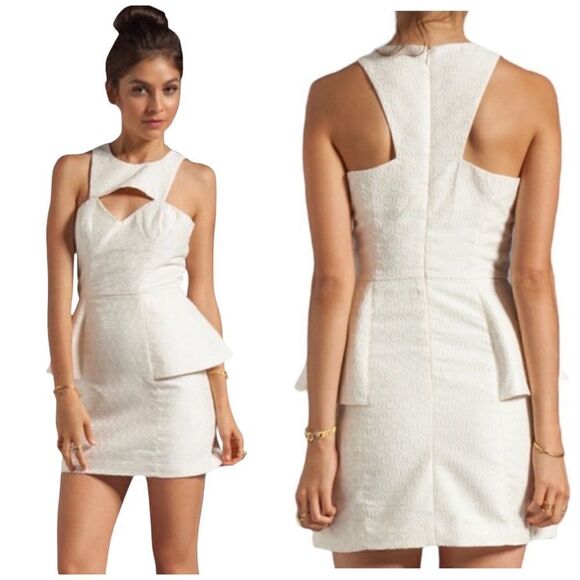 Keepsake the Label Friend Crush Jacquard Peplum Mini Dress - Picture 1 of 14